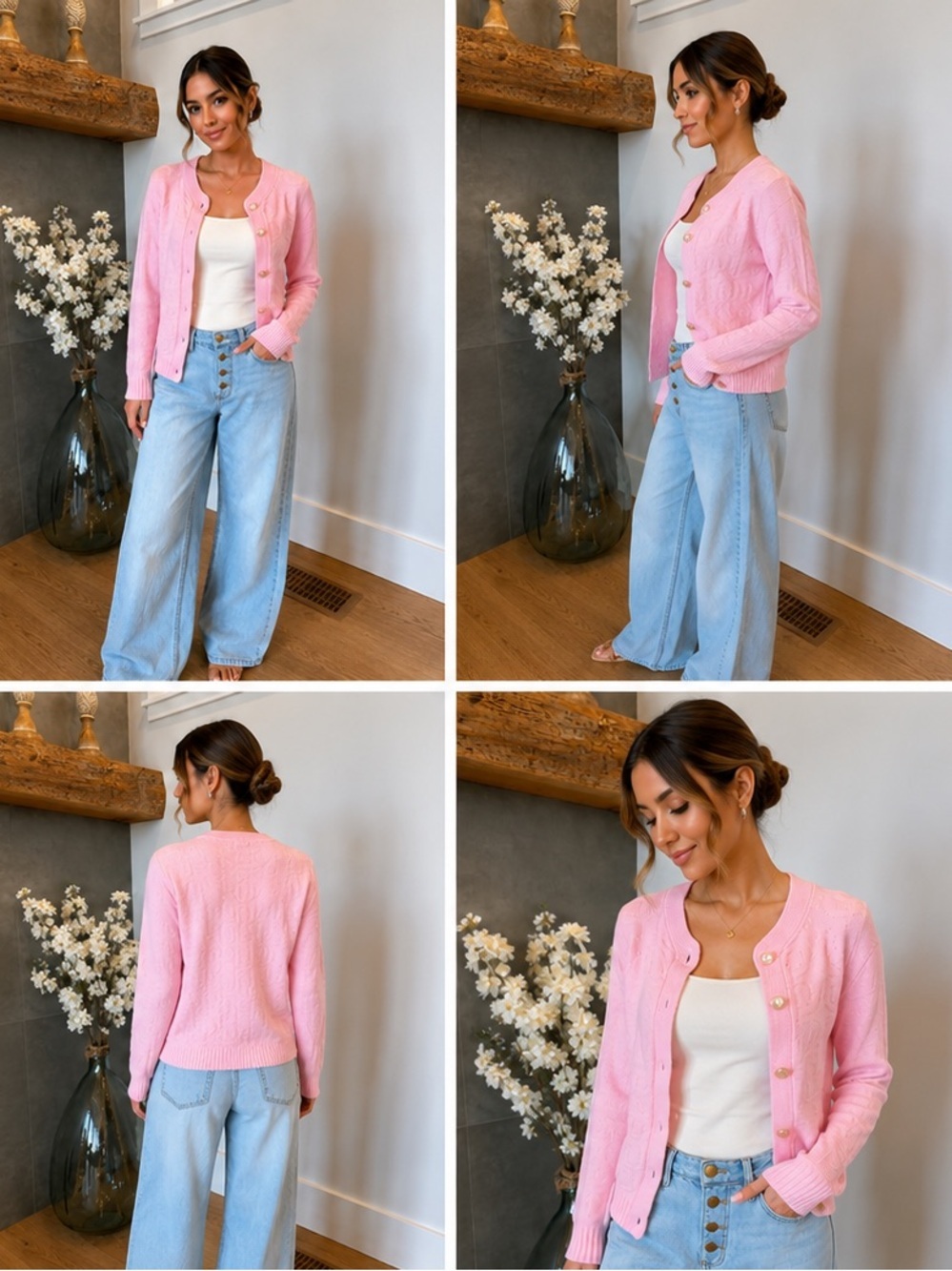 Vintage Pink Women's Cardigan Sweater - Picture 2 of 6